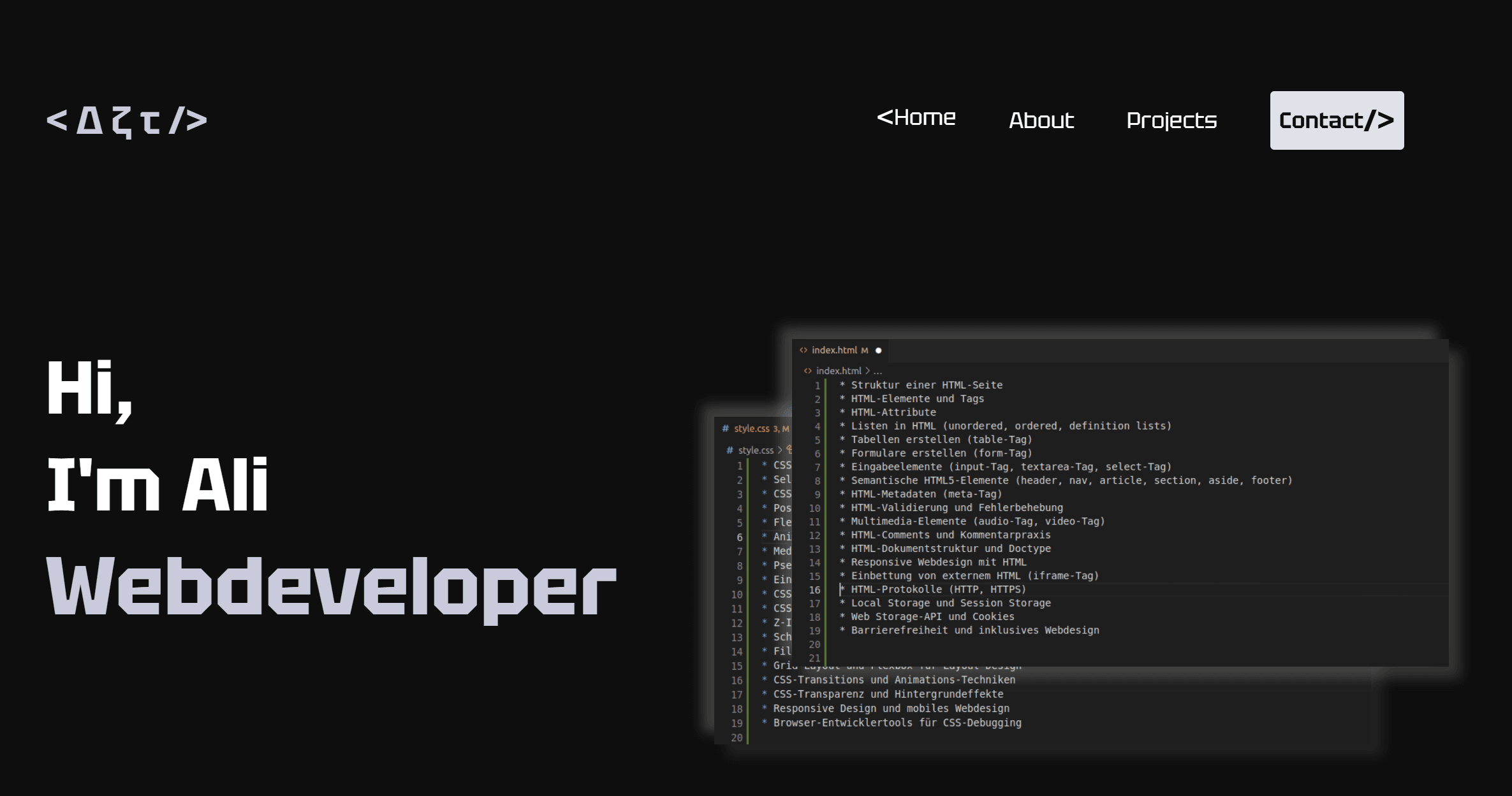 Screenshot of Portfolio project showing Modern and responsive presentation website