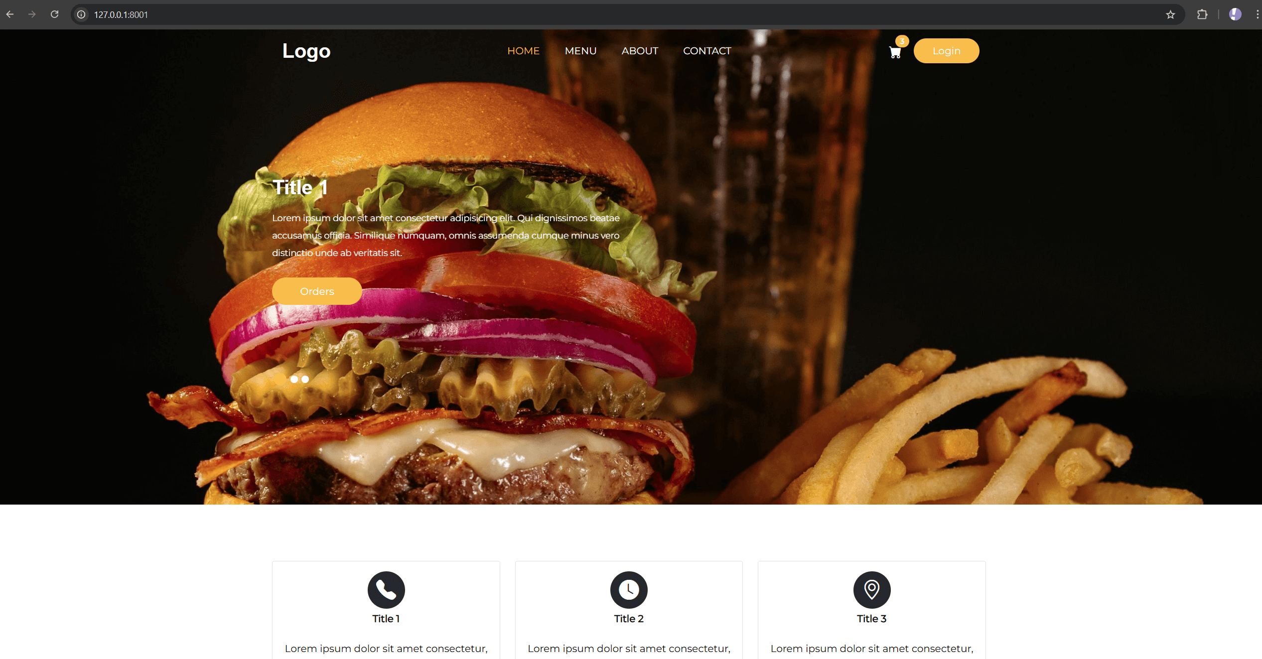 Screenshot of Pizza Shop project showing وبسایت مدرن و واکنشگرا برای پیتزا فروشی